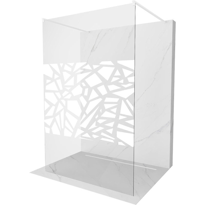 Mexen Kioto paroi de douche autoportante 130 x 200 cm, motif blanc 8 mm, blanc - 800-130-002-20-85