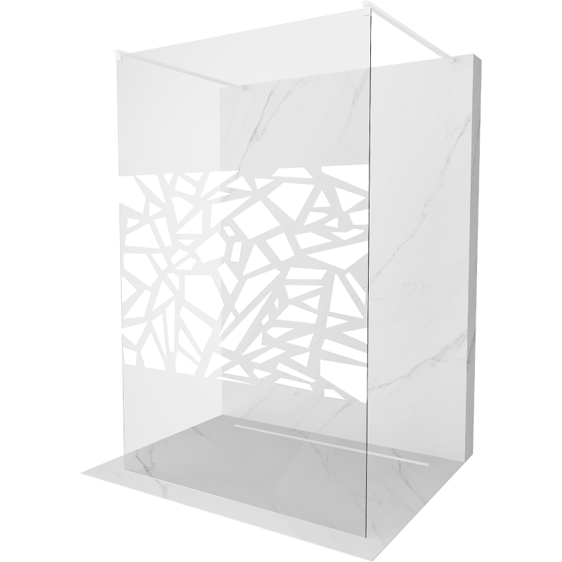 Mexen Kioto paroi de douche autoportante 130 x 200 cm, motif blanc 8 mm, blanche - 800-130-002-20-85