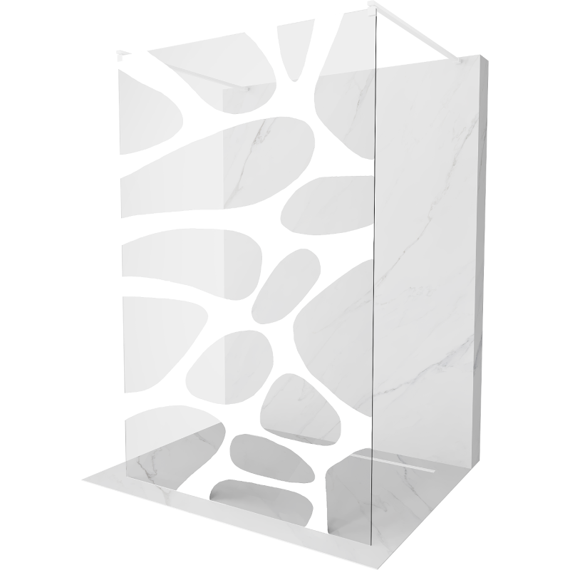 Mexen Kioto paroi de douche autoportante 120 x 200 cm, vague blanche 8 mm, blanc - 800-120-002-20-97