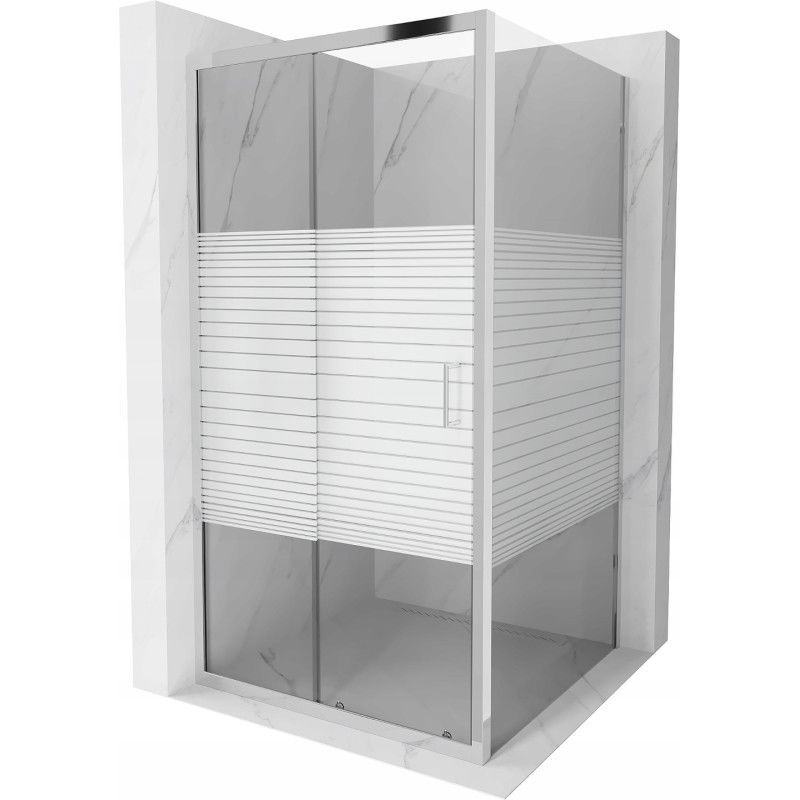 Mexen Apia cabine de douche coulissante 100 x 100 cm, bandes, chrome - 840-100-100-01-20