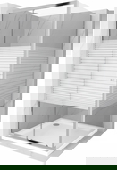 Mexen Apia cabine de douche coulissante 90 x 90 cm, bandes blanches, chrome + receveur plat - 840-090-090-01-20-4010