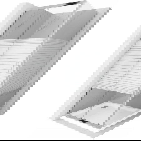 Mexen Apia cabine de douche coulissante 100 x 100 cm, bandes blanches, chrome + receveur plat - 840-100-100-01-20-4010