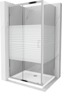 Mexen Apia cabine de douche coulissante 110 x 100 cm, bandes blanches, chrome + receveur plat - 840-110-100-01-20-4010