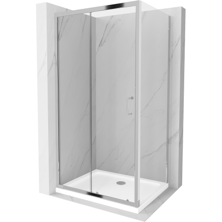 Mexen Apia cabine de douche coulissante 100 x 70 cm, transparent, chrome + receveur Flat - 840-100-070-01-00-4010