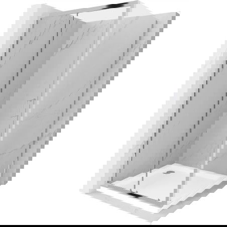 Mexen Apia cabine de douche coulissante 100 x 100 cm, transparent, chrome + receveur Flat - 840-100-100-01-00-4010
