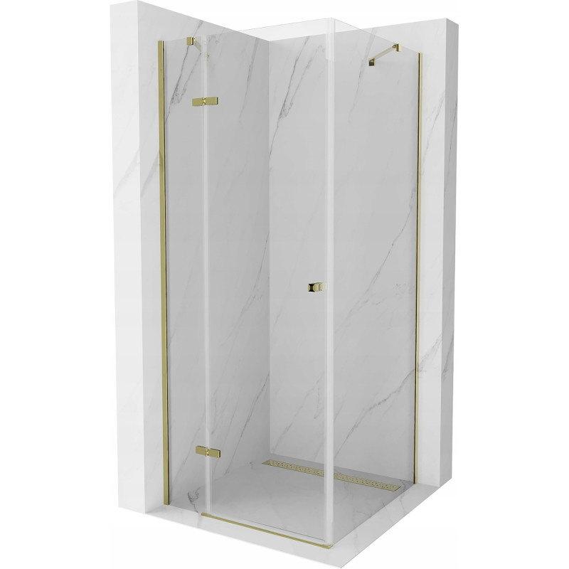 Mexen Roma cabine de douche pivotante 80 x 80 cm, transparente, dorée - 854-080-080-50-00