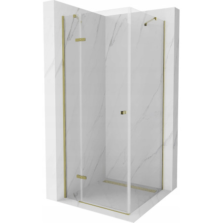 Mexen Roma cabine de douche pivotante 80 x 80 cm, transparente, dorée - 854-080-080-50-00