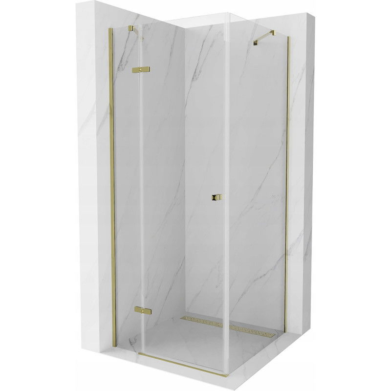 Cabine de douche pivotante Mexen Roma 100 x 100 cm, transparent, dorée - 854-100-100--50-00