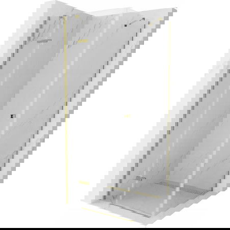 Cabine de douche pivotante Mexen Roma 100 x 100 cm, transparent, dorée - 854-100-100--50-00