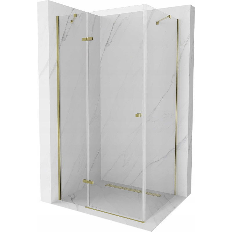 Mexen Roma cabine de douche pivotante 70 x 100 cm, transparent, dorée - 854-070-100-50-00