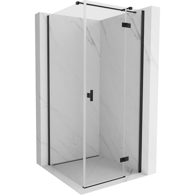 Mexen Mist-H T cabine de douche pivotante droite 110 x 110 cm, transparent, noire - 8A5T-110-110-70-00-P