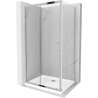 Mexen Apia cabine de douche coulissante 110 x 80 cm, transparent, chromé + receveur de douche Flat - 840-110-080-01-00-4010