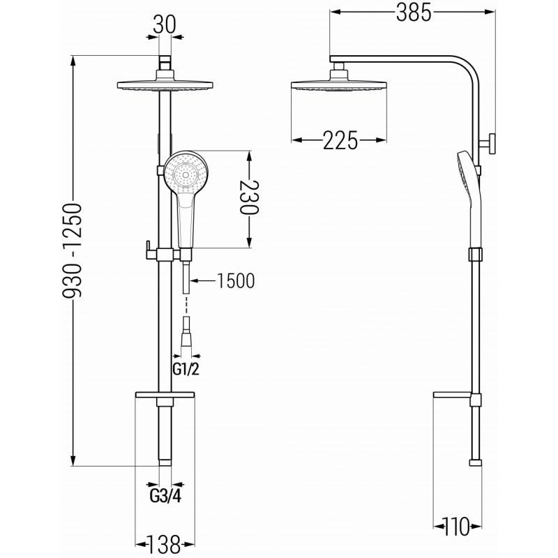 Mexen Q05 colonne de douche, chrome/blanc - 798050595-00