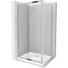 Mexen Apia cabine de douche coulissante 140 x 90 cm, transparente, chrome + receveur Flat - 840-140-090-01-00-4010