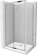 Mexen Apia cabine de douche coulissante 140 x 90 cm, transparent, chrome + receveur Flat - 840-140-090-01-00-4010