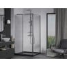 Mexen Apia cabine de douche coulissante 90 x 90 cm, transparent, chrome + receveur Flat, noir - 840-090-090-01-00-4070