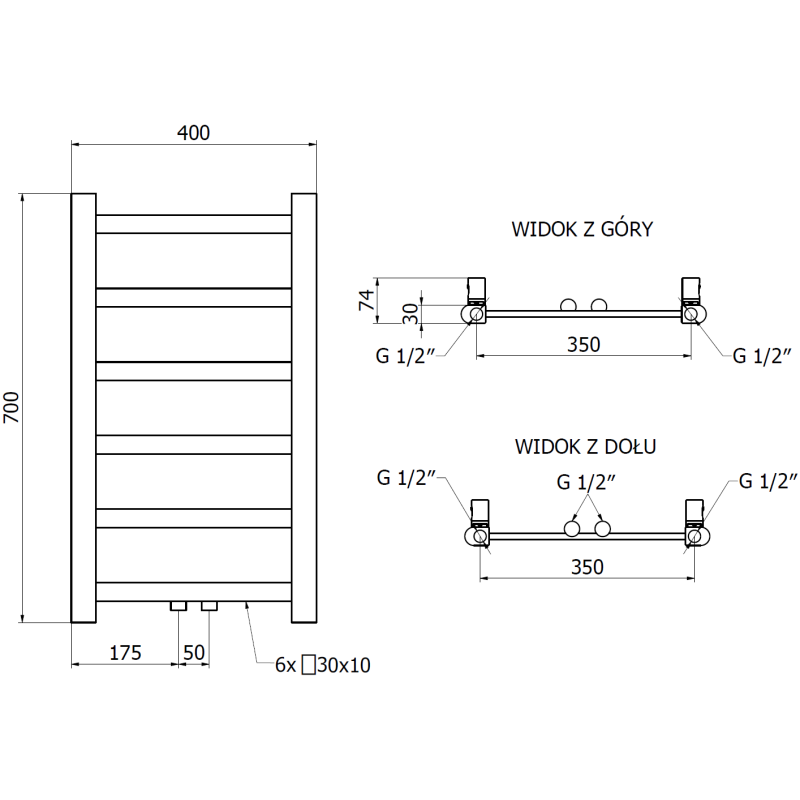 Mexen Bolt radiateur de salle de bain 700 x 400 mm, 165 W, anthracite - W126-0700-400-00-66