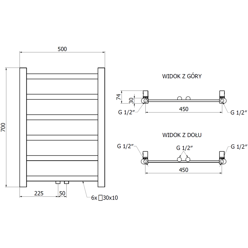 Mexen Bolt radiateur de salle de bain 700 x 500 mm, 188 W, blanc - W126-0700-500-00-20