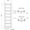Mexen Bolt radiateur de salle de bain 1000 x 300 mm, 197 W, noir - W126-1000-300-00-70