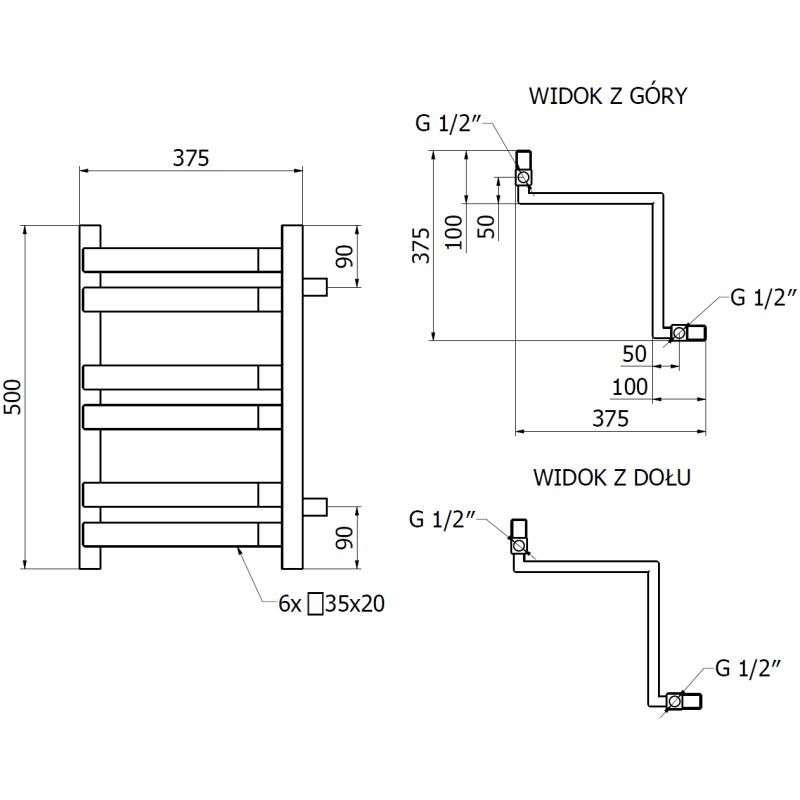 Mexen Loop radiateur de salle de bain 500 x 375 mm, 253 W, anthracite - W129-0500-350-00-66