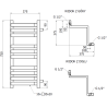 Mexen Loop radiateur de salle de bains d'angle 750 x 375 mm, 413 W, anthracite - W129-0750-350-00-66