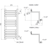 Mexen Loop radiateur de salle de bain d'angle 750 x 375 mm, 413 W, noir - W129-0750-350-00-70