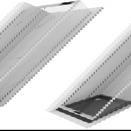 Mexen Apia cabine de douche coulissante 100 x 100 cm, transparent, chrome + receveur Flat, noir - 840-100-100-01-00-4070