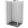 Mexen Apia cabine de douche coulissante 120 x 90 cm, transparent, chrome + receveur Flat, noir - 840-120-090-01-00-4070
