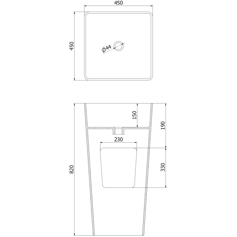 Mexen Adora lavabo autoportant en conglomérat 45 x 45 cm, blanc mat - 26564500