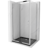 Mexen Apia cabine de douche coulissante 140 x 80 cm, transparent, chrome + receveur Flat, noir - 840-140-080-01-00-4070