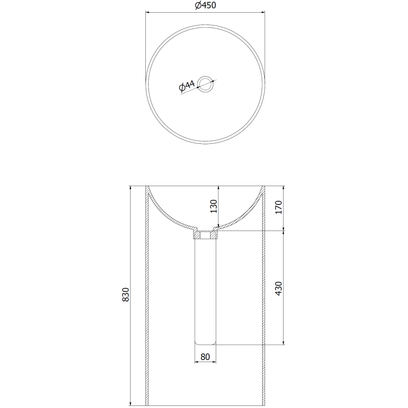 Mexen Ajax-01 lavabo autoportant en matériau composite 45 x 45 cm, blanc mat - 26504500