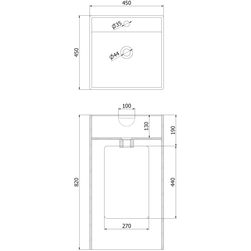 Mexen Belen lavabo autoportant en conglomérat 45 x 45 cm, blanc mat - 26604500