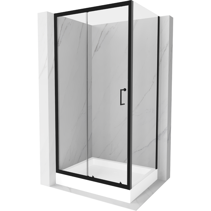 Mexen Apia cabine de douche coulissante 120 x 80 cm, transparent, noir + receveur Rio - 840-120-080-70-00-4510