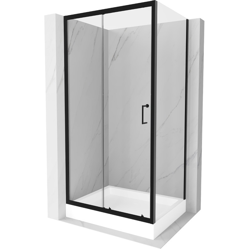 Mexen Apia cabine de douche coulissante 120 x 80 cm, transparente, noire + receveur Rio - 840-120-080-70-00-4510