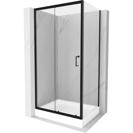 Mexen Apia cabine de douche coulissante 120 x 80 cm, transparent, noir + receveur Rio - 840-120-080-70-00-4510
