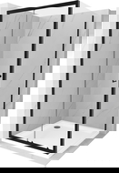 Mexen Apia cabine de douche coulissante 90 x 90 cm, transparente, noire + receveur Flat, blanc - 840-090-090-70-00-4010B