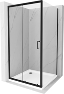 Mexen Apia cabine de douche coulissante 100 x 100 cm, transparent, noir + receveur plat, blanc - 840-100-100-70-00-4010B
