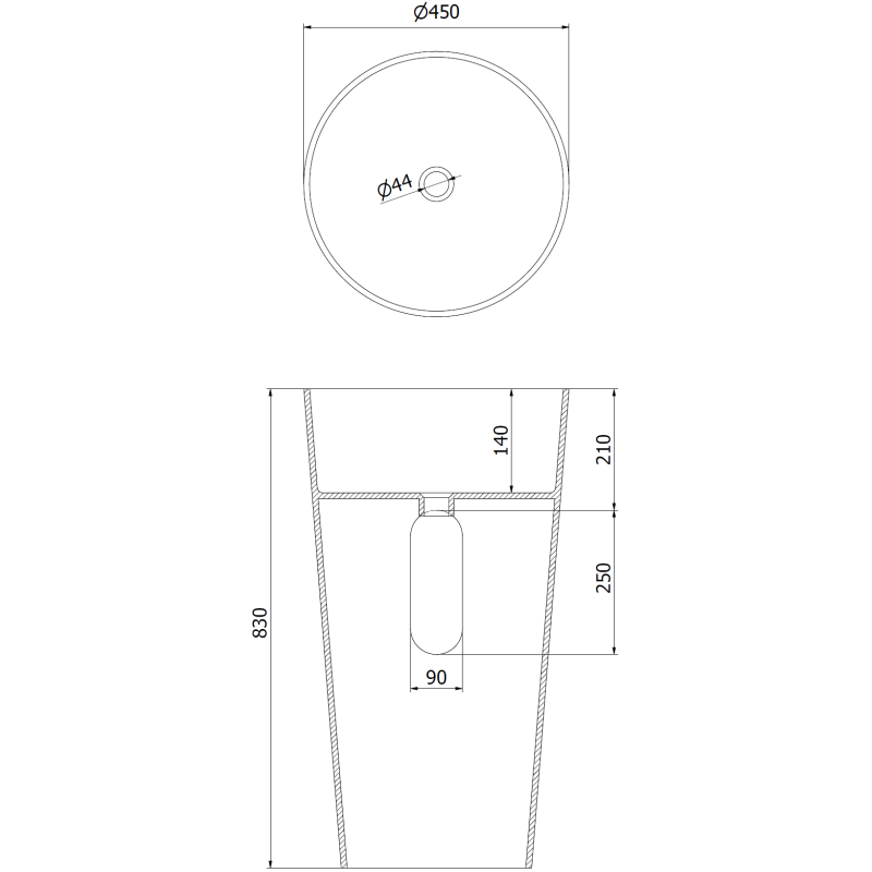 Mexen Onyx-01 lavabo autoportant en conglomérat 45 x 45 cm, blanc mat - 26524500