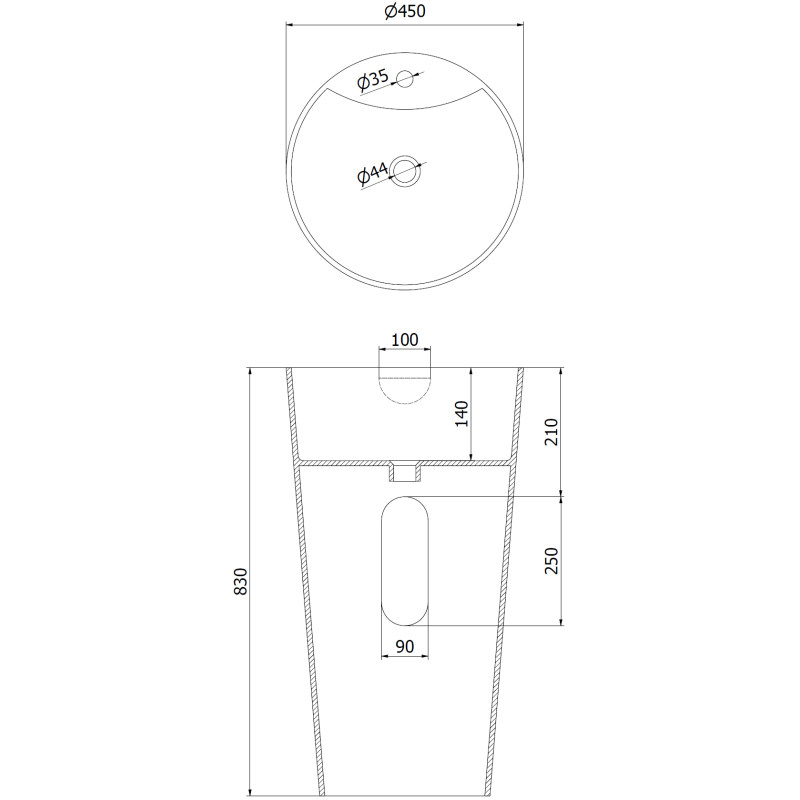 Mexen Onyx-02 lavabo autoportant en conglomérat 45 x 45 cm, blanc mat - 26544500
