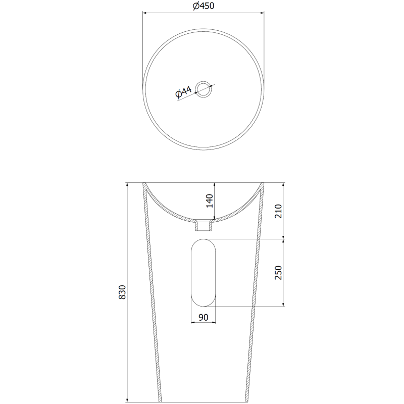 Mexen Onyx-03 lavabo autoportant en conglomérat 45 x 45 cm, blanc mat - 26534500