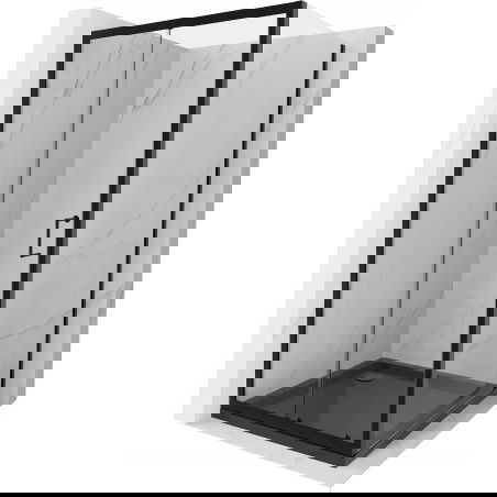 Mexen Apia cabine de douche coulissante 90 x 90 cm, transparente, noire + bac à douche plat, noir - 840-090-090-70-00-4070B