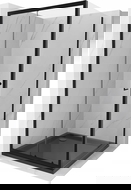 Cabine de douche coulissante Mexen Apia 90 x 90 cm, transparente, noire + receveur Flat, noir - 840-090-090-70-00-4070B