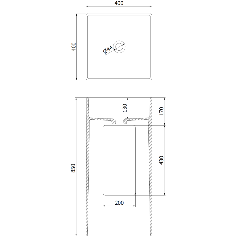 Mexen Xola-1 lavabo autoportant en conglomérat 40 x 40 cm, blanc mat - 26594000