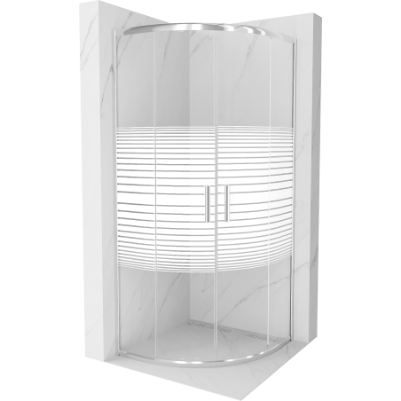 Mexen Rio cabine de douche semi-circulaire 70 x 70 cm, bandes blanches, chromé - 863-070-070-01-20