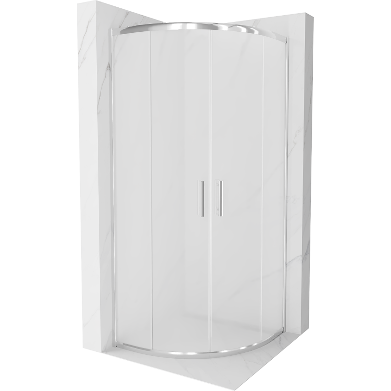 Cabine de douche Mexen Rio demi-ronde 70 x 70 cm, givrée, chromée - 863-070-070-01-30
