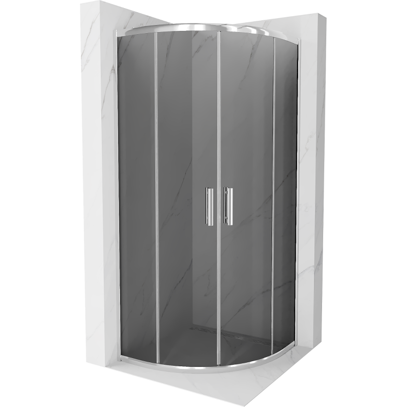 Cabine de douche Mexen Rio demi-arrondie 70 x 70 cm, graphite, chrome - 863-070-070-01-40