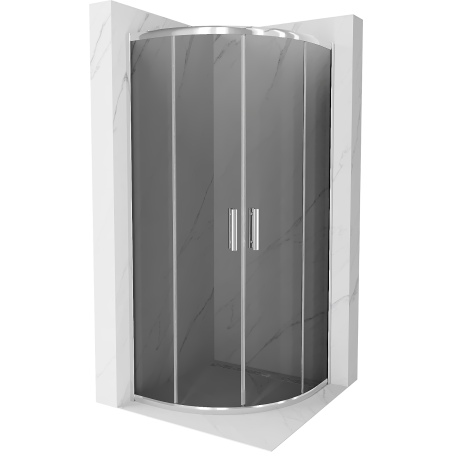Cabine de douche Mexen Rio demi-arrondie 70 x 70 cm, graphite, chrome - 863-070-070-01-40
