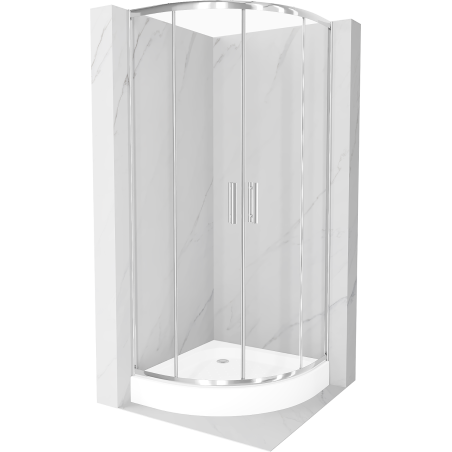 Cabine de douche Mexen Rio demi-ronde 70 x 70 cm, transparente, chromée + receveur Rio, blanc - 863-070-070-01-00-4710