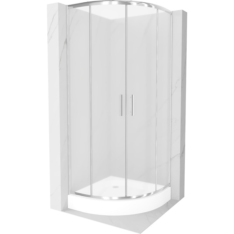 Mexen Rio cabine de douche semi-circulaire 70 x 70 cm, givrée, chrome + receveur, blanc - 863-070-070-01-30-4710