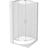 Cabine de douche Mexen Rio demi-ronde 70 x 70 cm, givré, chrome + receveur Rio, blanc - 863-070-070-01-30-4710